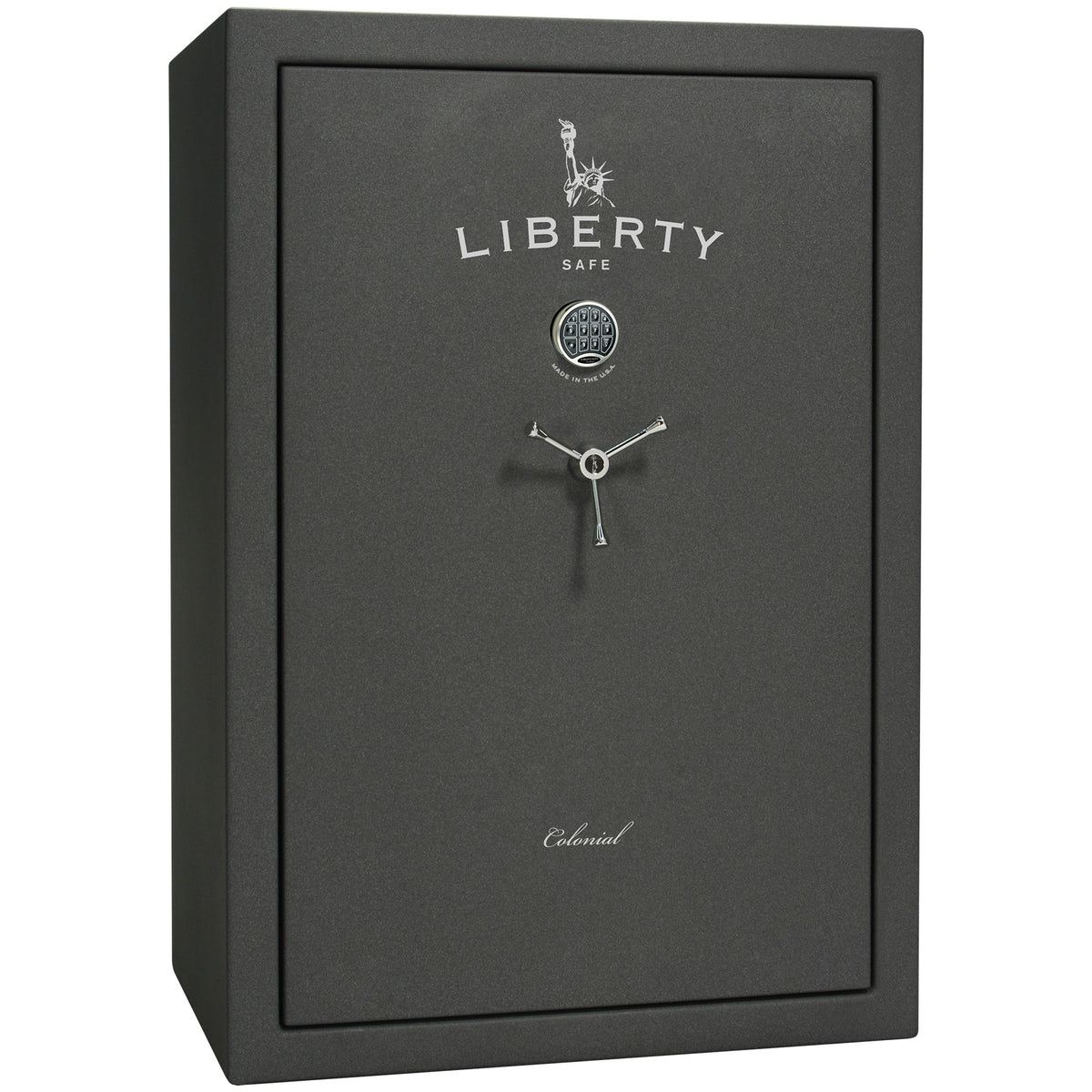Colonial 35 | Pro Flex Interior | Level 4 Security | 75 Minute Fire Protection | Dimensions: 60.5"(H) x 42"(W) x 22"(D) | Up to 45 Long Guns | Granite Textured | Electronic Lock – Closed