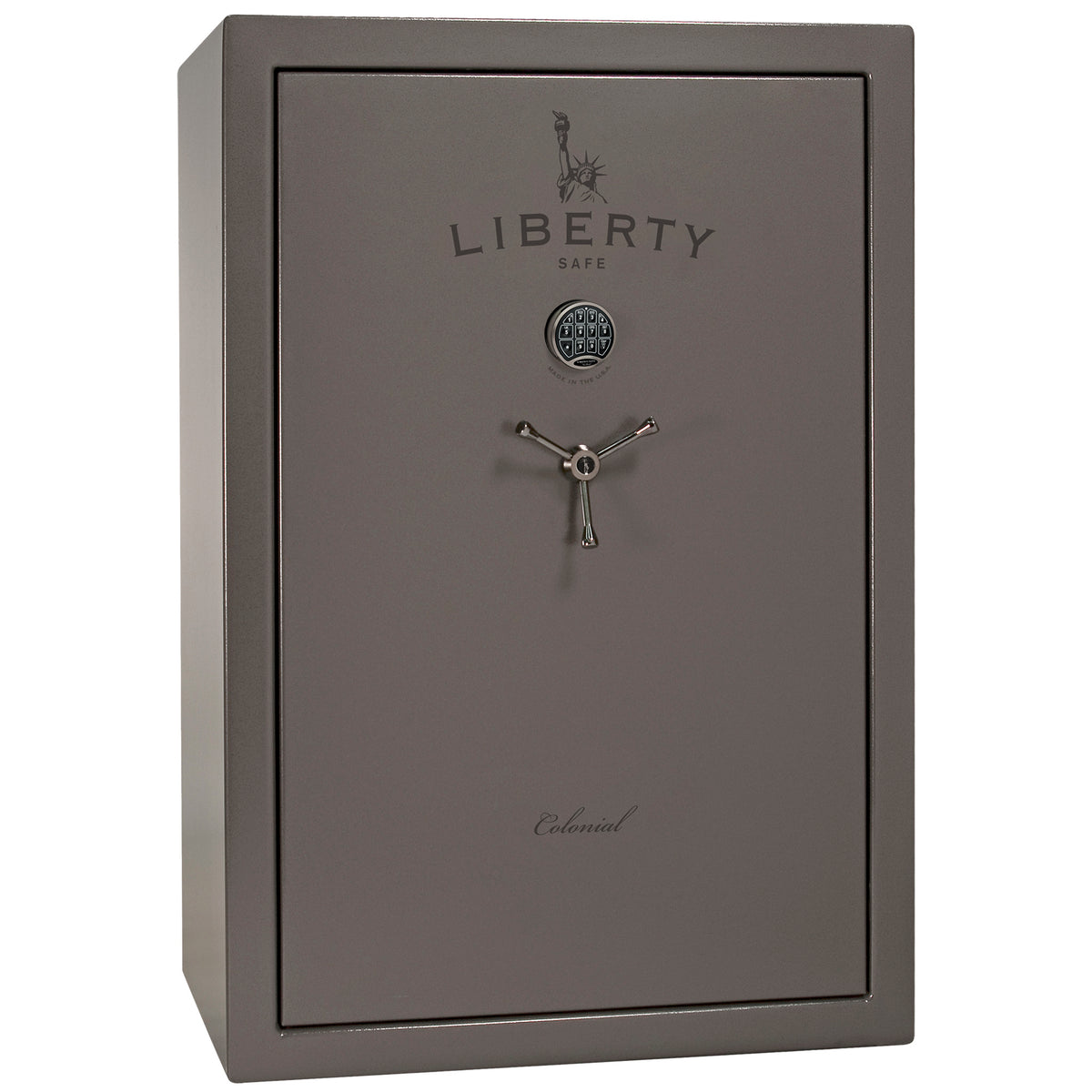 Colonial 35 | Pro Flex Interior | Level 4 Security | 75 Minute Fire Protection | Dimensions: 60.5"(H) x 42"(W) x 22"(D) | Up to 45 Long Guns | Gray Gloss | Electronic Lock - Closed