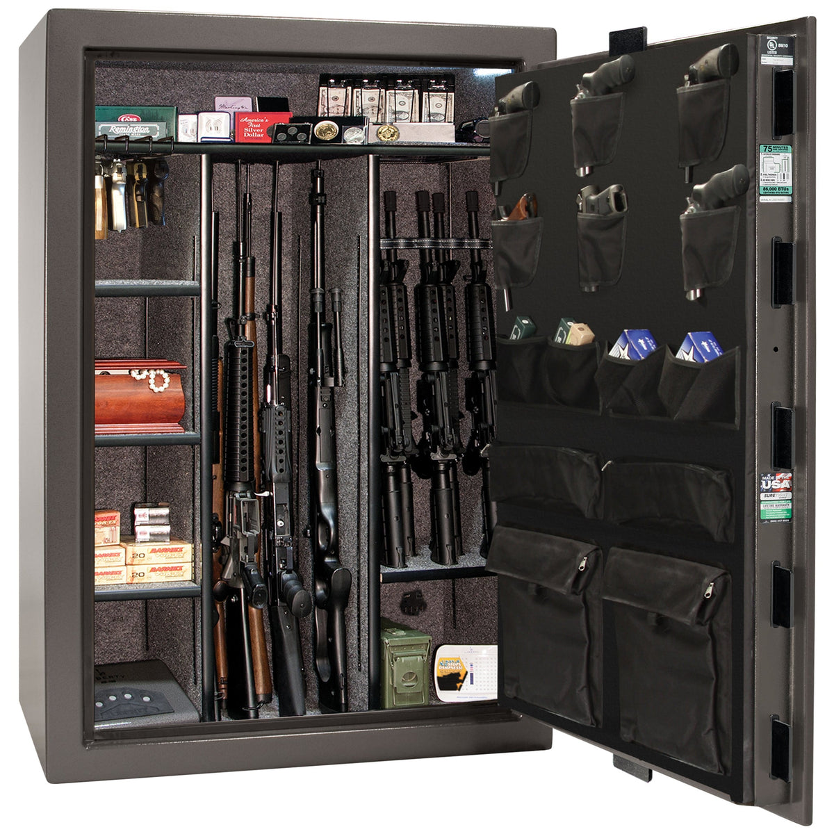 Colonial Series | Level 4 Security | 75 Minute Fire Protection | 35 | DIMENSIONS: 60.5"(H) X 42”(W) X 22"(D*) | Gray Marble | Mechanical Lock - open