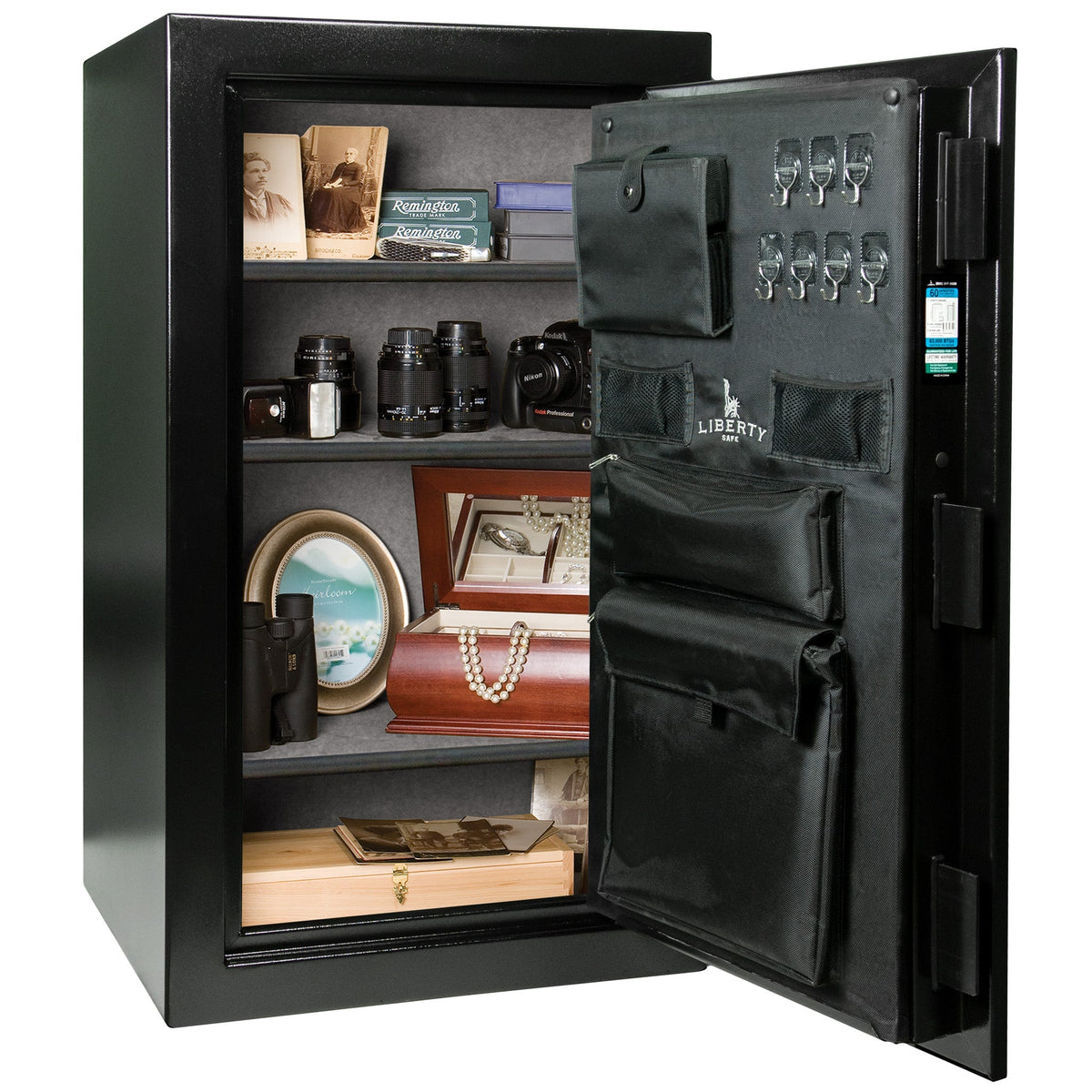 Home Series | 12  | Level 1 Security | 60 Minute Fire Protection | Dimensions: 42.25"(H) x 24.25"(W) x 20"(D) | Textured Black - Open Door