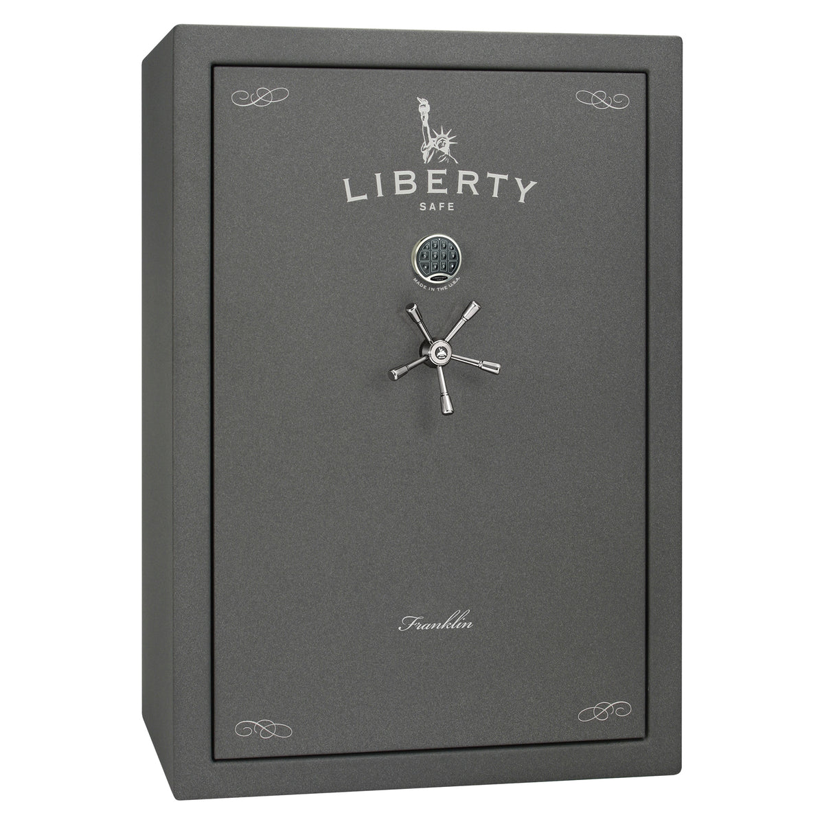 Franklin 45 | Pro Flex Interior | Level 5 Security | 110 Minute Fire Protection | Dimensions: 60.5"(H) x 42"(W) x 27.5"(D) | Up to 60 Long Guns | Granite Textured | Electronic Lock - Closed
